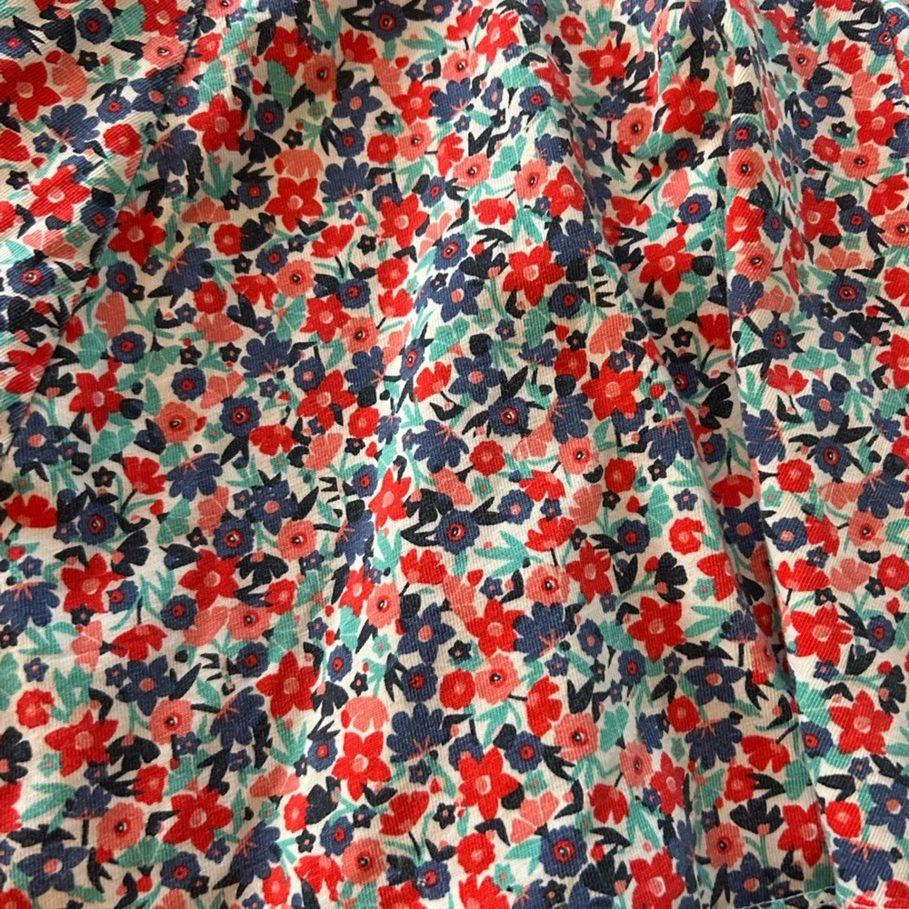 Tea Collection - Red & White Striped Top with Floral Skirt Dress. Size 7 - Picture 3 of 6